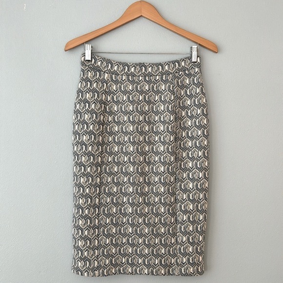 Anthropologie • Maeve Emmy Blue Gray Gold Textured Pencil Skirt Size Small - Picture 17 of 17